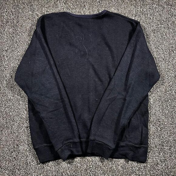 Vintage Creslan & Rayon Sweater Men’s Medium Black V-Neck Construction Logo - Picture 2 of 6